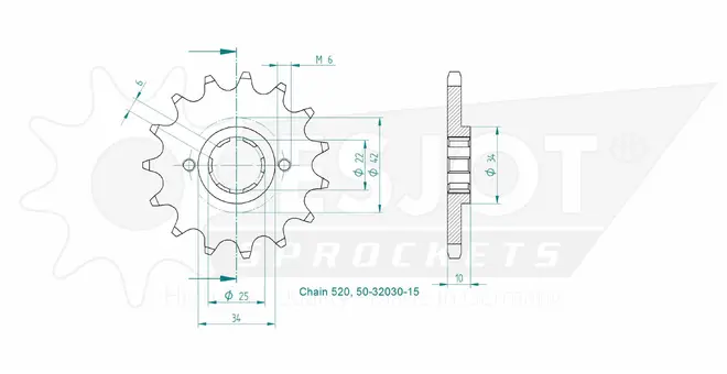 Produktzeichnung Ritzel 50-32030-15