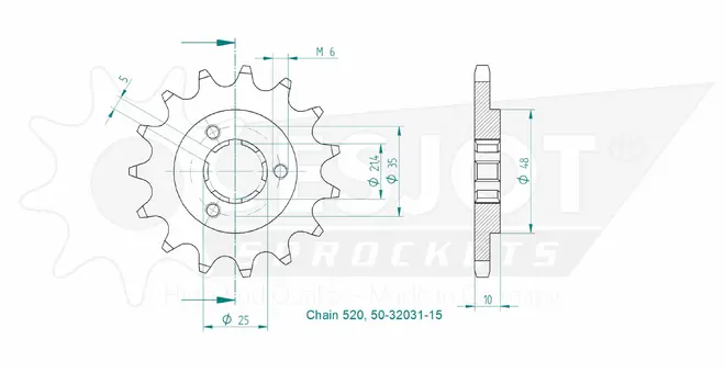 Produktzeichnung Ritzel 50-32031-15