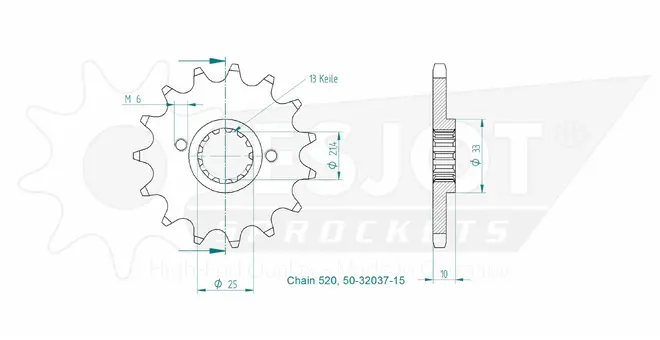 Produktzeichnung Ritzel 50-32037-15