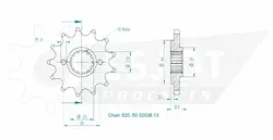 Produktzeichnung Ritzel 50-32038-13