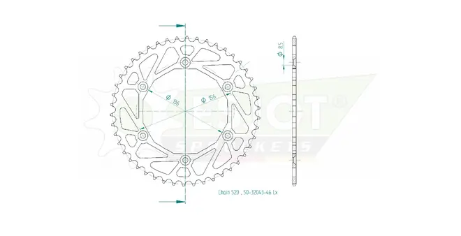 Produktzeichnung Kettenrad 50-32043-46LR