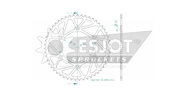 Produktzeichnung Kettenrad 50-32045-51L