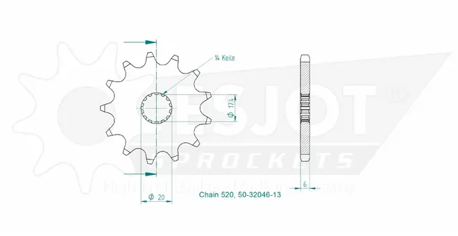 Produktzeichnung Ritzel 50-32046-13