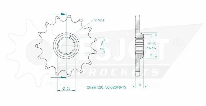 Produktzeichnung Ritzel 50-32048-15