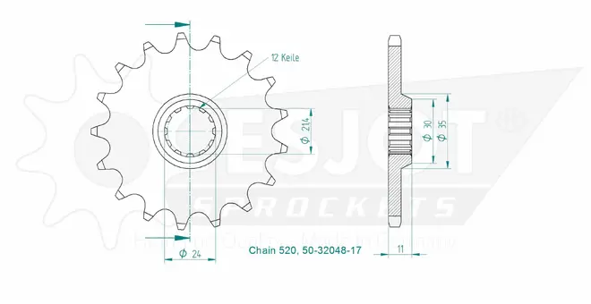 Produktzeichnung Ritzel 50-32048-17
