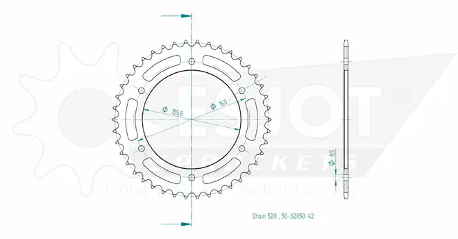 Produktzeichnung Kettenrad 50-32050-42
