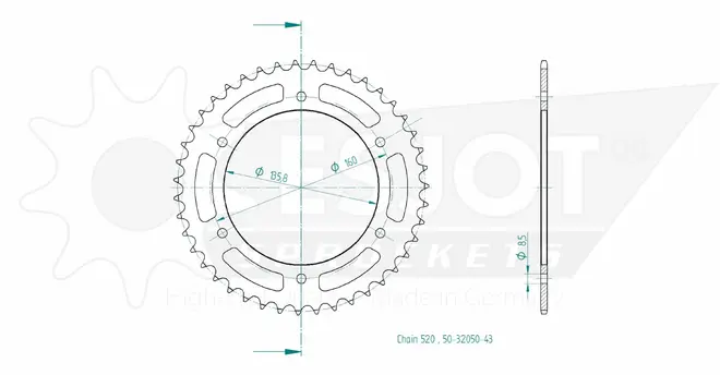Produktzeichnung Kettenrad 50-32050-43