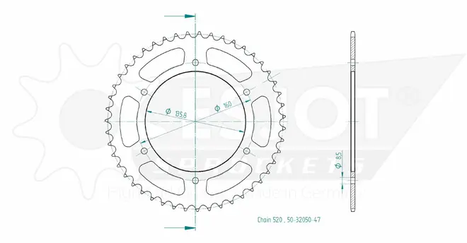 Produktzeichnung Kettenrad 50-32050-47