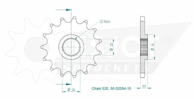 Produktzeichnung Ritzel 50-32054-15