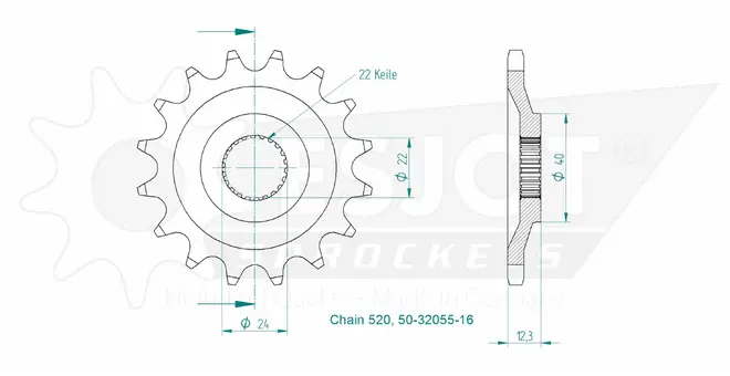 Produktzeichnung Ritzel 50-32055-16