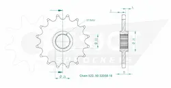 Produktzeichnung Ritzel 50-32058-16