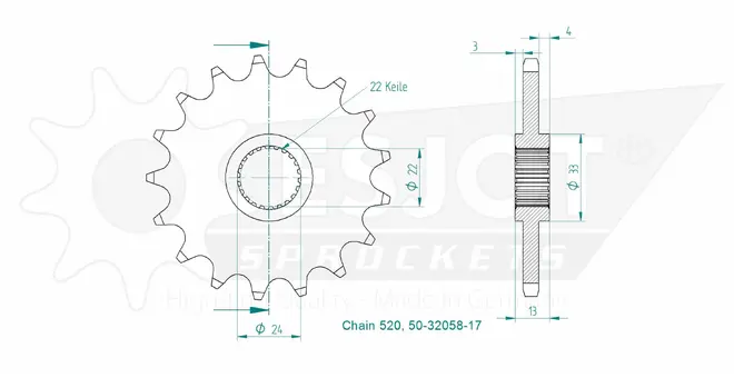 Produktzeichnung Ritzel 50-32058-17