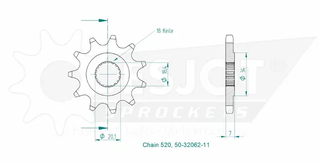 Produktzeichnung Ritzel 50-32062-11