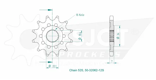 Produktzeichnung Ritzel 50-32062-12S