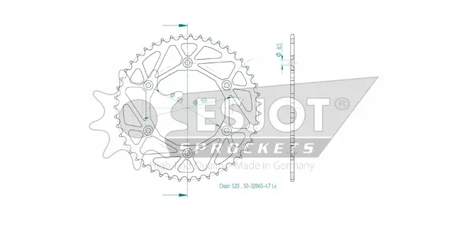 Produktzeichnung Kettenrad 50-32065-47LB