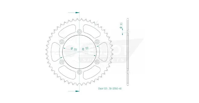 Produktzeichnung Kettenrad 50-32065-48
