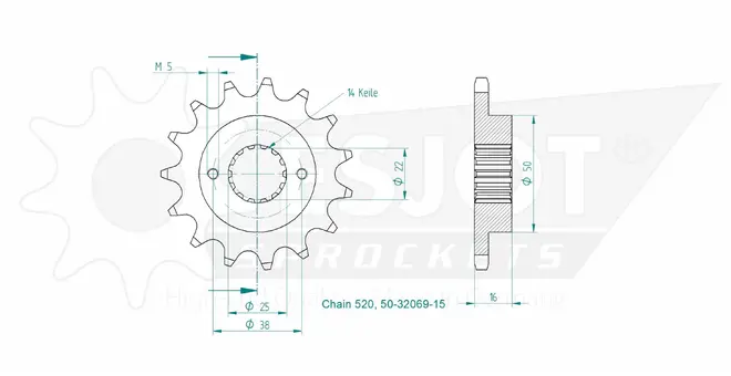Produktzeichnung Ritzel 50-32069-15
