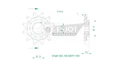 Produktzeichnung Ritzel 50-32071-12S
