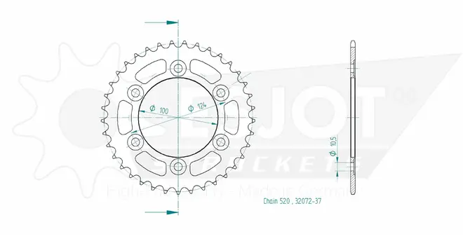 Produktzeichnung Kettenrad 50-32072-37