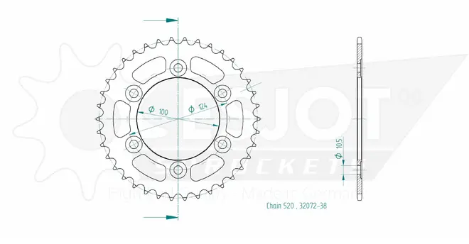 Produktzeichnung Kettenrad 50-32072-38