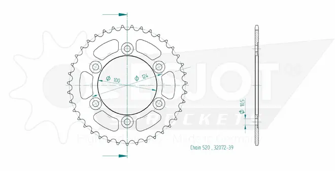 Produktzeichnung Kettenrad 50-32072-39