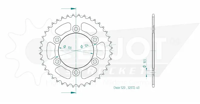 Produktzeichnung Kettenrad 50-32072-40