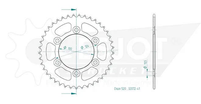 Produktzeichnung Kettenrad 50-32072-41