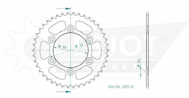 Produktzeichnung Kettenrad 50-32072-42