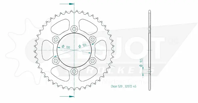 Produktzeichnung Kettenrad 50-32072-45