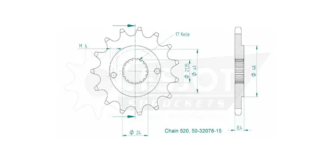 Produktzeichnung Ritzel 50-32078-15
