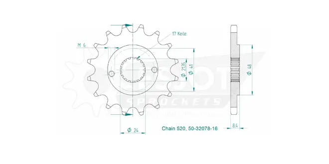 Produktzeichnung Ritzel 50-32078-16