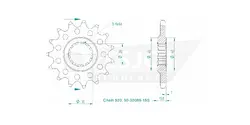 Produktzeichnung Ritzel 50-32089-15S
