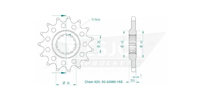 Produktzeichnung Ritzel 50-32089-15S