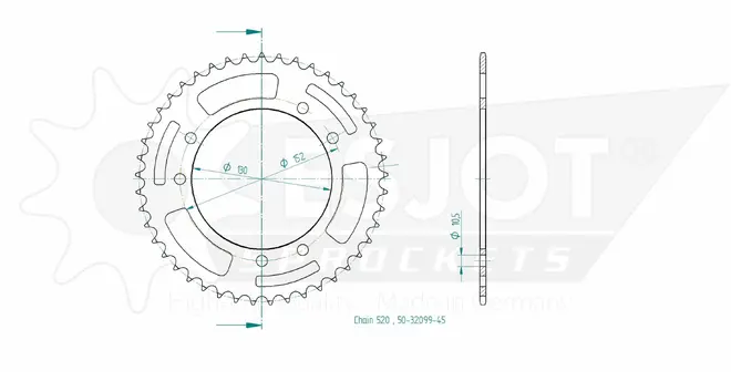 Produktzeichnung Kettenrad 50-32099-45