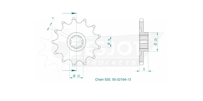 Produktzeichnung Ritzel 50-32104-13