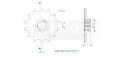 Produktzeichnung Ritzel 50-32105-14