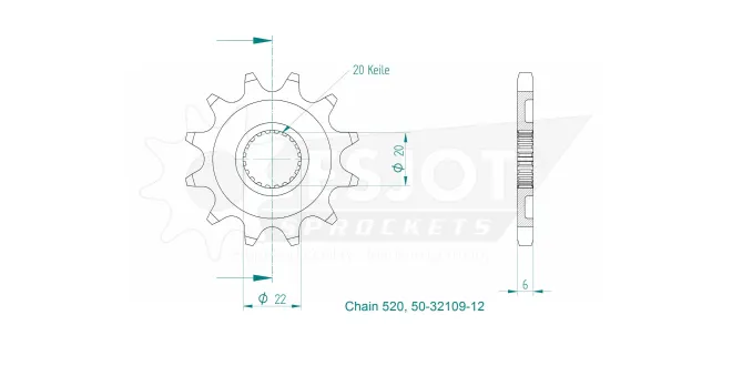 Produktzeichnung Ritzel 50-32109-12
