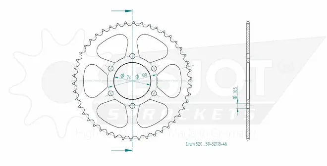 Produktzeichnung Kettenrad 50-32118-46