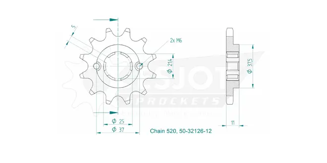 Produktzeichnung Ritzel 50-32126-12