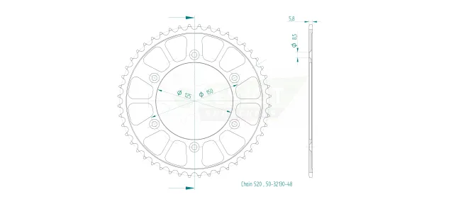 Produktzeichnung Kettenrad 50-32130-48