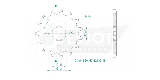 Produktzeichnung Ritzel 50-32139-15