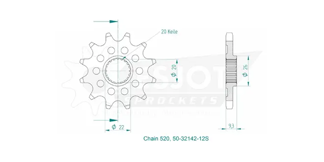 Produktzeichnung Ritzel 50-32142-12