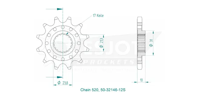Produktzeichnung Ritzel 50-32146-12S