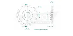 Produktzeichnung Ritzel 50-32160-15