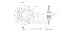 Produktzeichnung Ritzel 50-32172-15S
