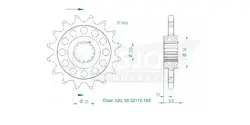 Produktzeichnung Ritzel 50-32172-16S