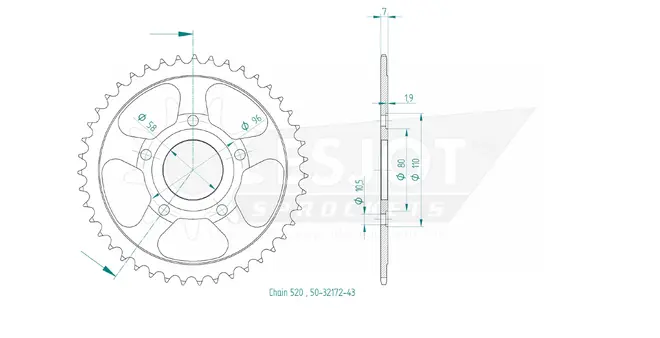 Produktzeichnung Kettenrad 50-32172-43