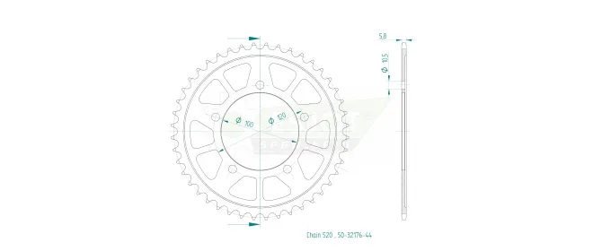 Produktzeichnung Kettenrad 50-32176-44
