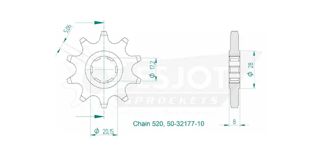 Produktzeichnung Ritzel 50-32177-10