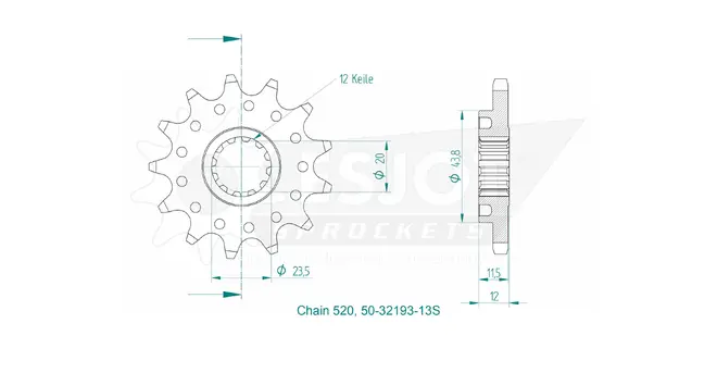 Produktzeichnung Ritzel 50-32193-13S